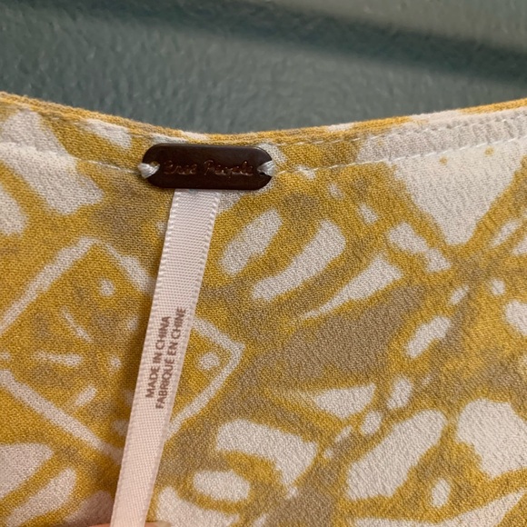 Free People yoke waist yellow print midi skirt size 4 -VGUC - Picture 4 of 8